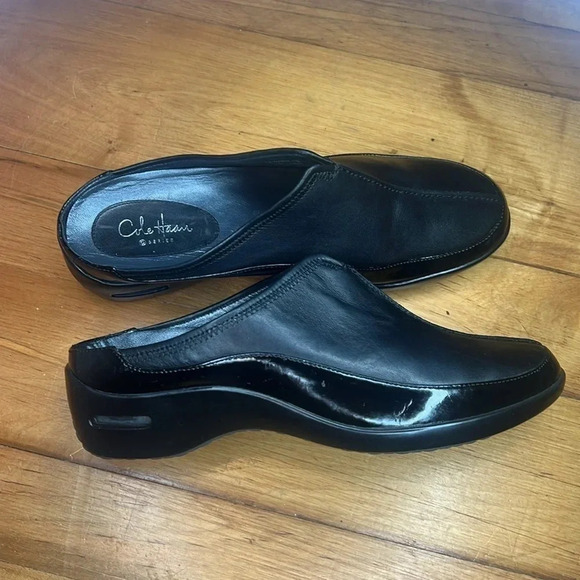 Cole Haan Mule Wedge Patent Leather Split Toe Slip-on Air Cushioning Black 7.5B - Picture 5 of 7